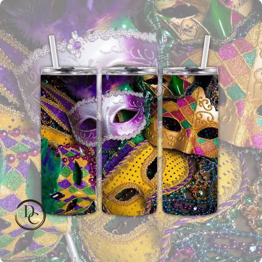 Mardi Gras MASK 20 oz Custom Sublimation Tumbler Stainless Steel 43