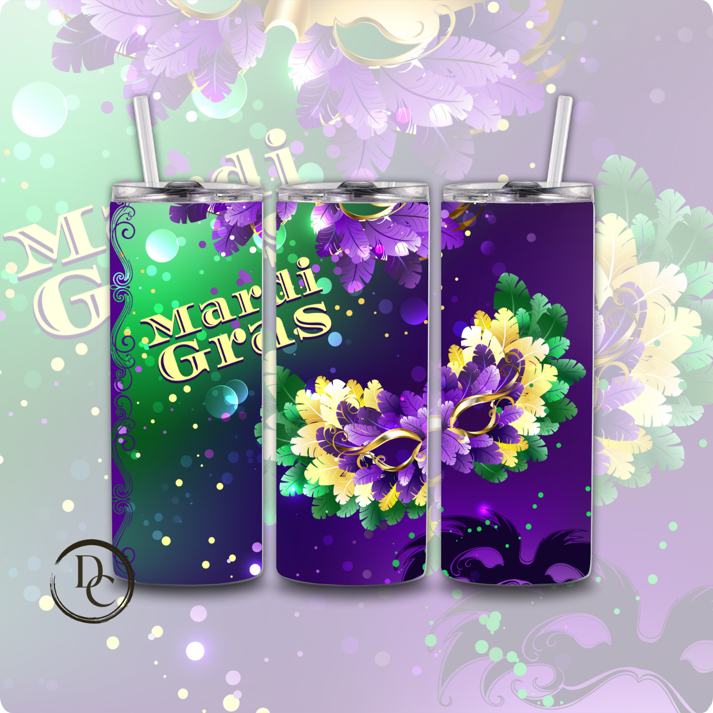 Mardi Gras 20 oz Custom Sublimation Tumbler Stainless Steel #56