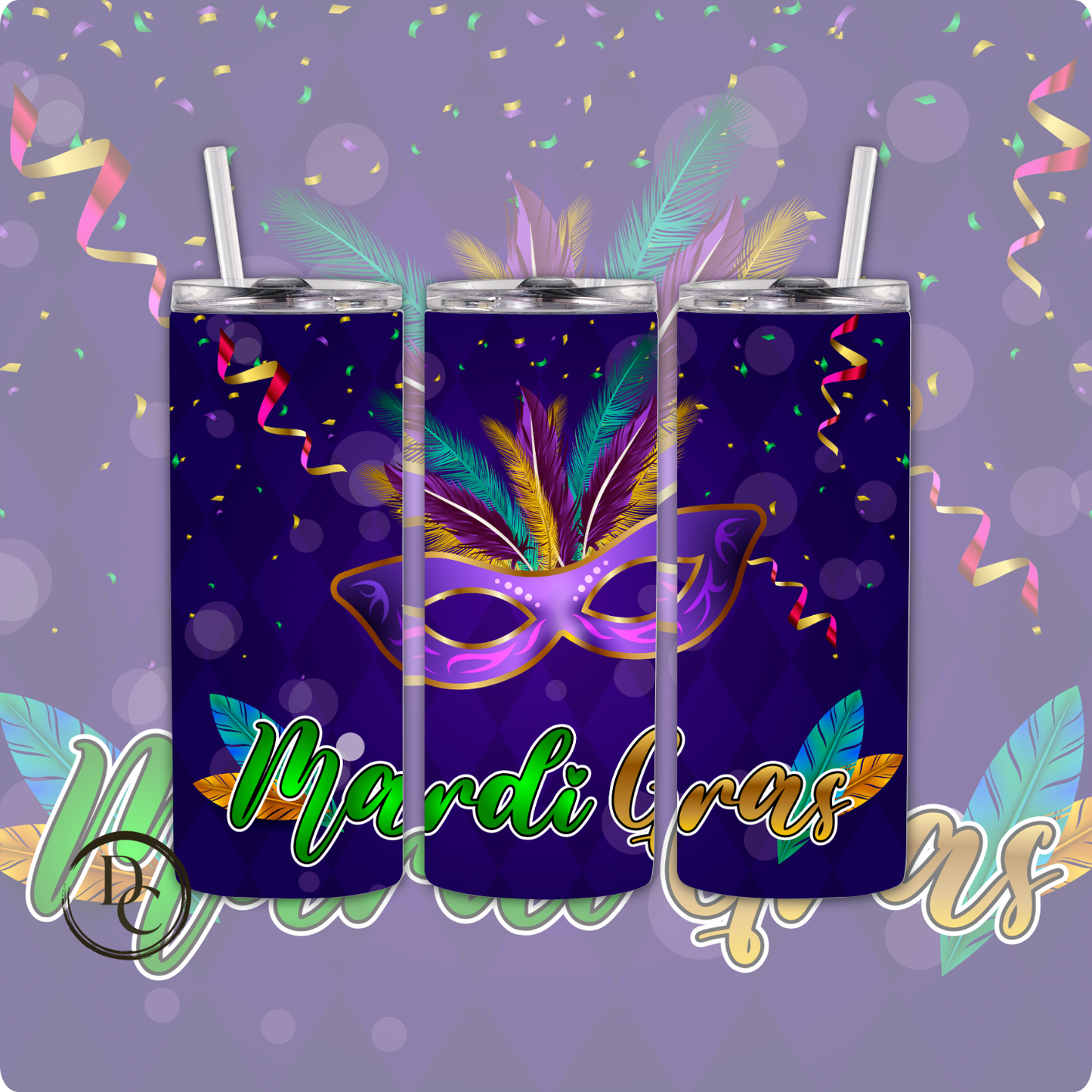 Mardi Gras 20 oz Custom Sublimation Tumbler Stainless Steel #56