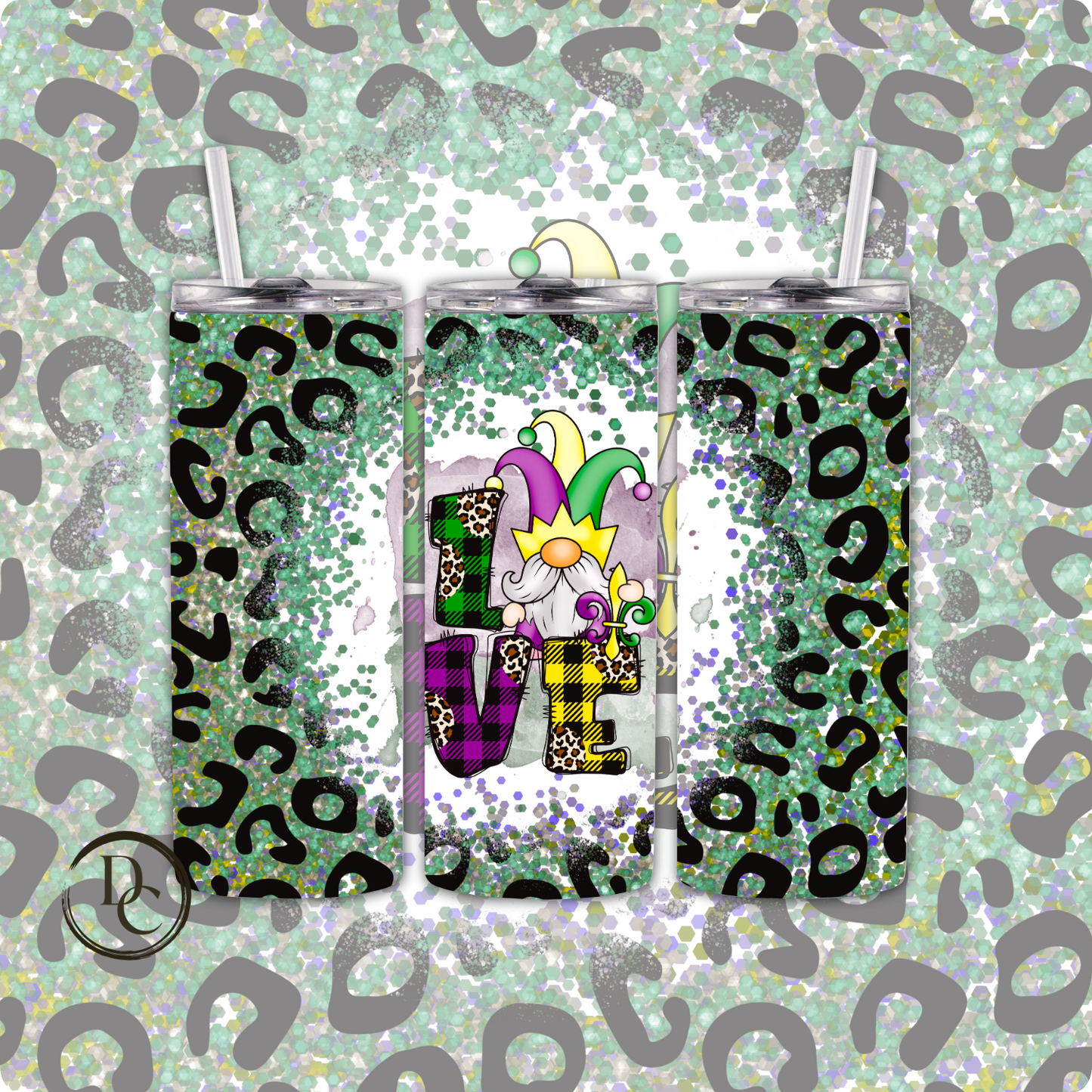 Mardi Gras 20 oz Custom Sublimation Tumbler Stainless Steel #56