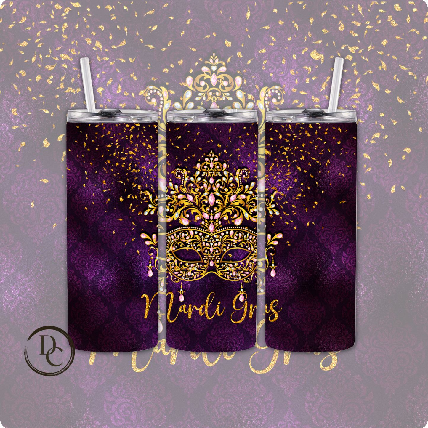 Mardi Gras 20 oz Custom Sublimation Tumbler Stainless Steel #56