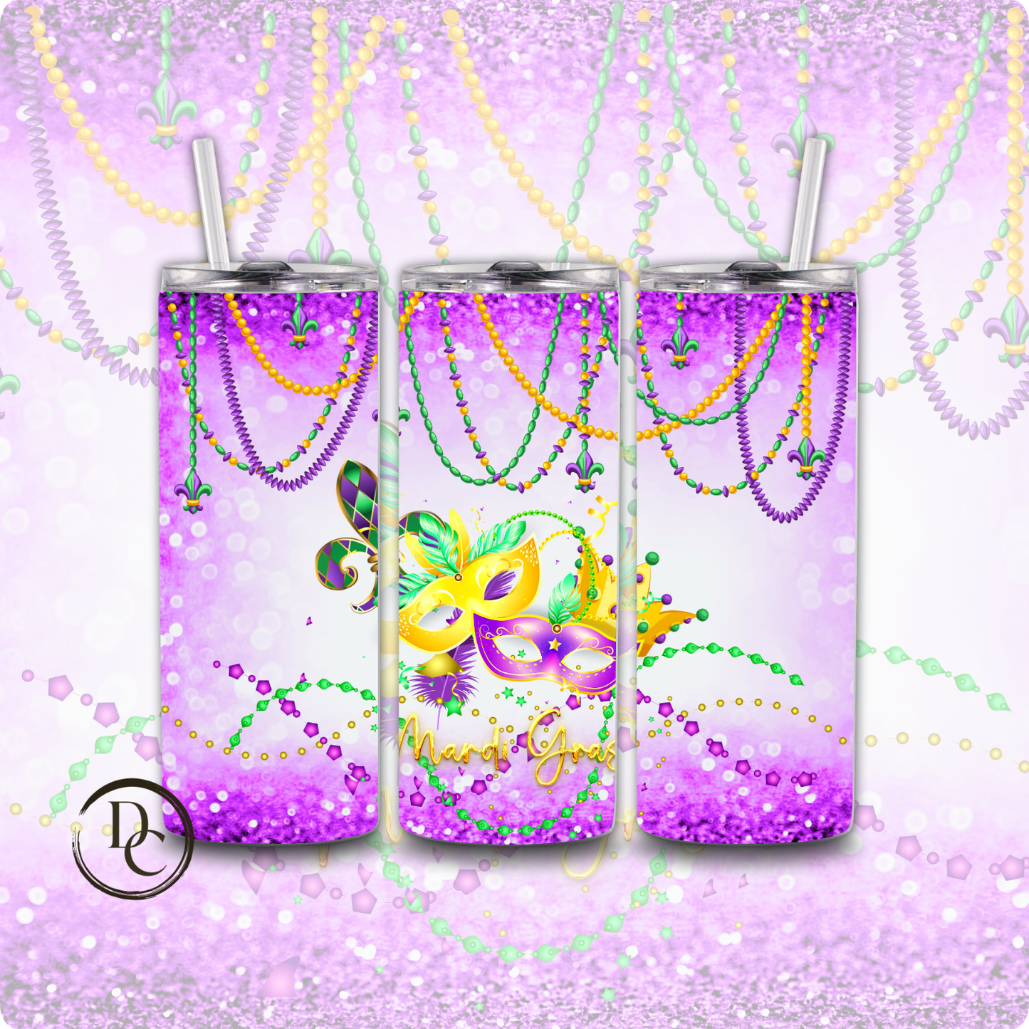 Mardi Gras Lips 20 oz Custom Sublimation Tumbler Stainless Steel 10