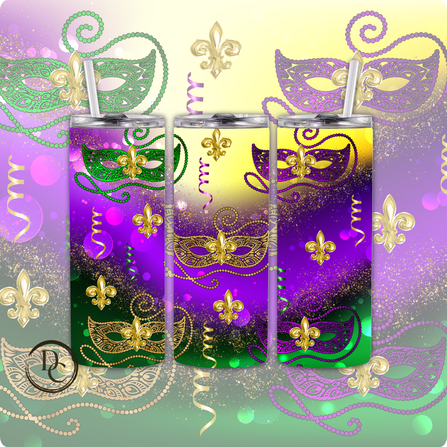 Mardi Gras 20 oz Custom Sublimation Tumbler Stainless Steel #56