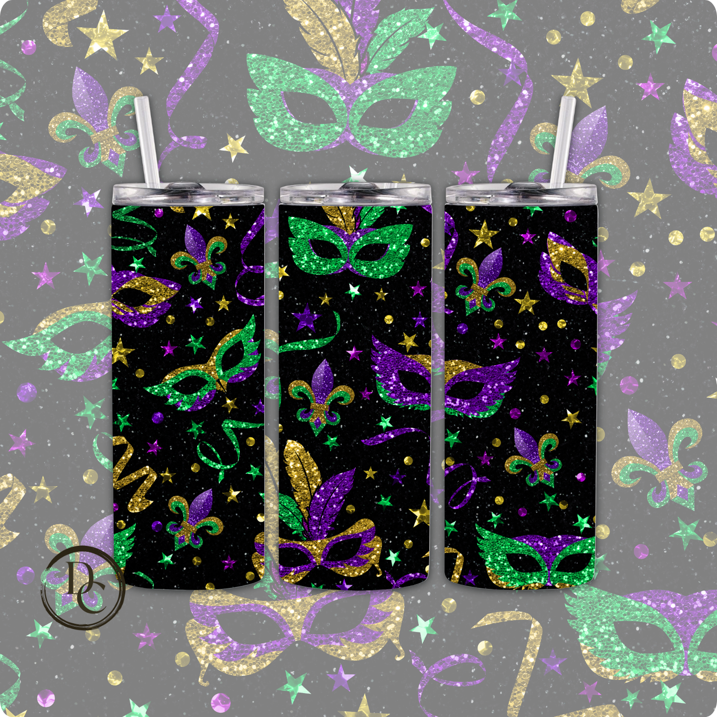 Mardi Gras 20 oz Custom Sublimation Tumbler Stainless Steel #56