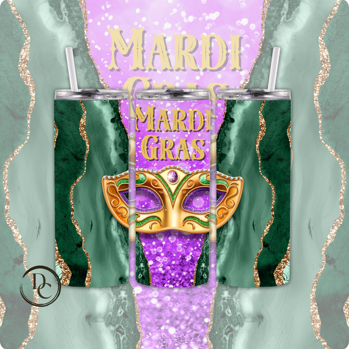 Mardi Gras 20 oz Custom Sublimation Tumbler Stainless Steel #56