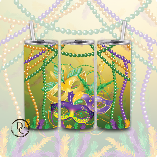 Mardi Gras Mask Beads 20 oz Custom Sublimation Tumbler Stainless Steel 6