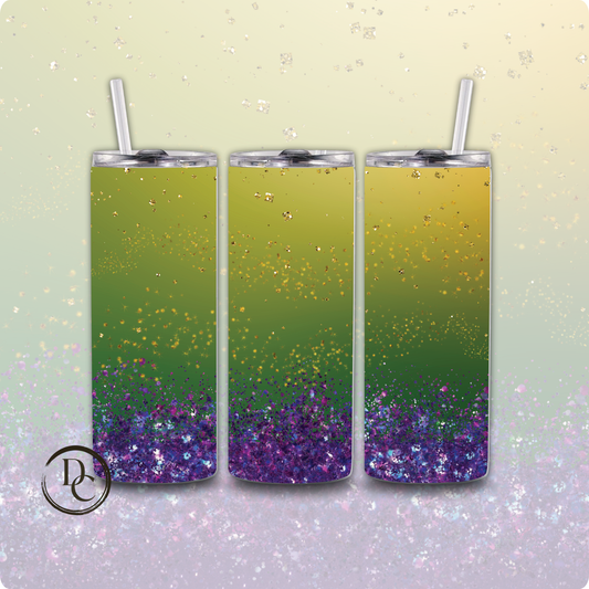 Mardi Gras Glitter 20 oz Custom Sublimation Tumbler Stainless Steel #7