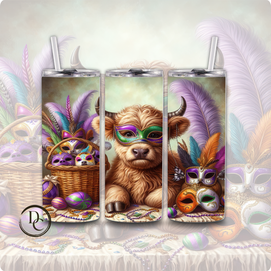 Mardi Gras Cow 20 oz Custom Sublimation Tumbler Stainless Steel 8