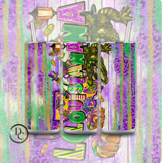 Louisiana Mardi Gras 20 oz Custom Sublimation Tumbler Stainless Steel 9