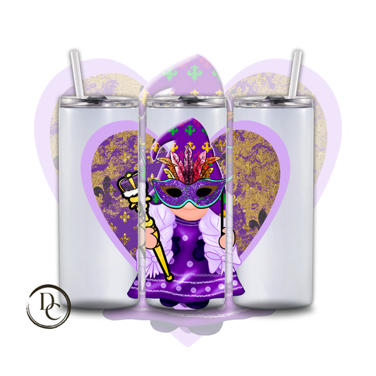 Mardi Gras Gnome 20 oz Custom Sublimation Tumbler Stainless Steel #20
