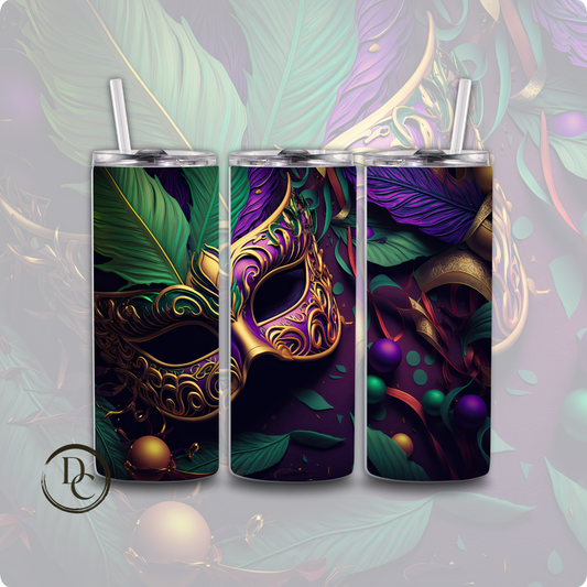 mardi gras mask 20 oz sublimation tumbler 