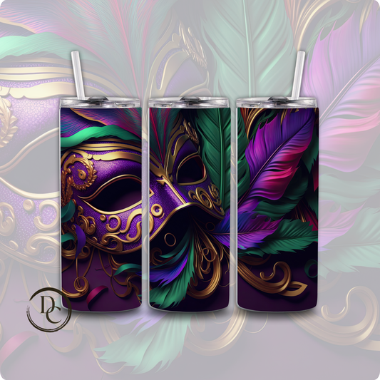 mardi gras mask 20 oz sublimation tumbler 