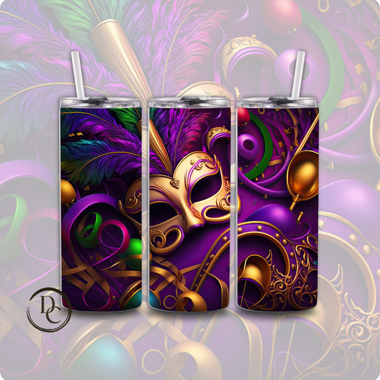 mardi gras mask 20 oz sublimation tumbler 