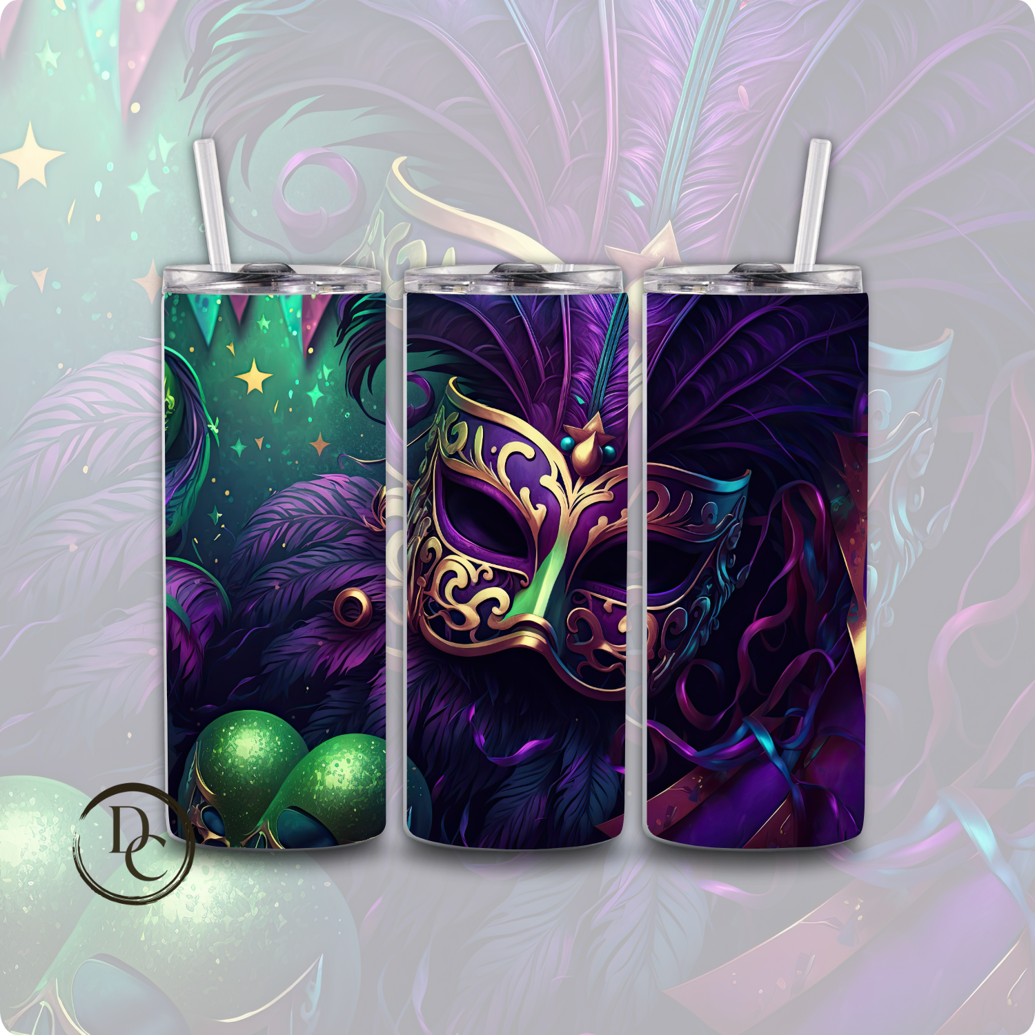 mardi gras mask 20 oz sublimation tumbler 