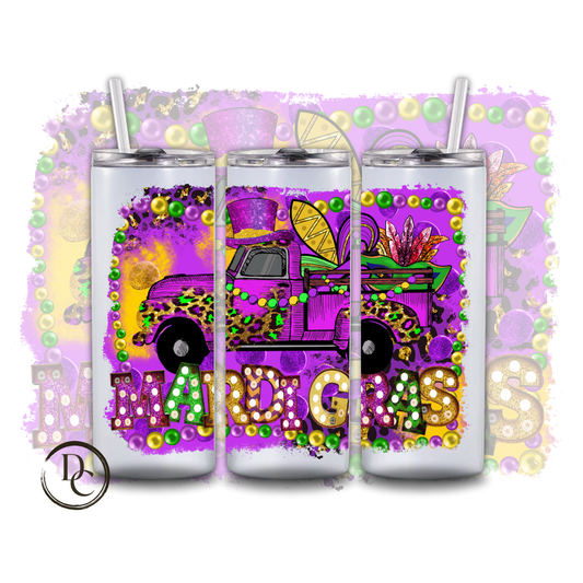 Truck Mardi Gras 20 oz Custom Sublimation Tumbler Stainless Steel 18