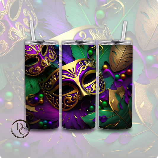 mardi gras mask 20 oz sublimation tumbler 