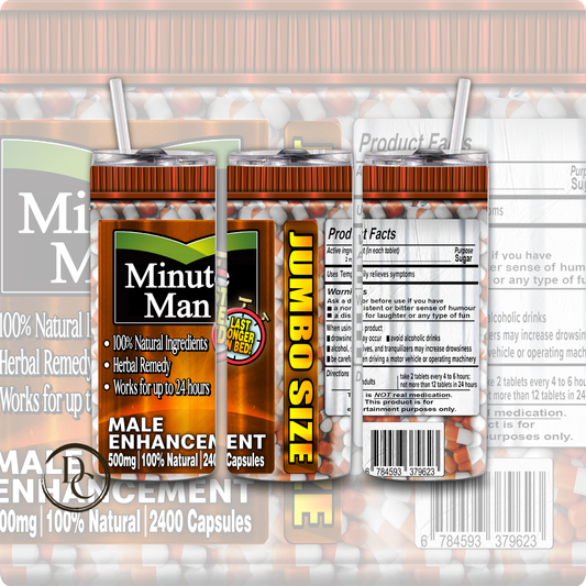 MINUTE MAN FUNNY JOKE 20 oz Stainless Steel Custom Sublimation Tumblers 11
