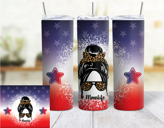 Messy Bun, Mom Life, MOTHER'S DAY 20 oz Custom Sublimation Tumbler Stainless Steel