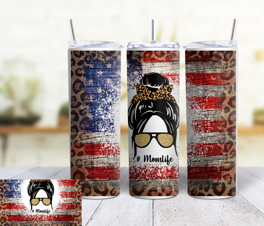 Messy Bun, Mom Life, MOTHER'S DAY 20 oz Custom Sublimation Tumbler Stainless Steel
