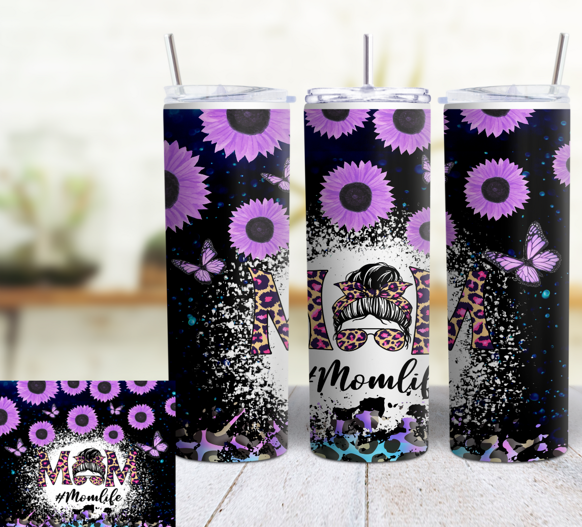 Messy Bun, Mom Life, MOTHER'S DAY 20 oz Custom Sublimation Tumbler Stainless Steel