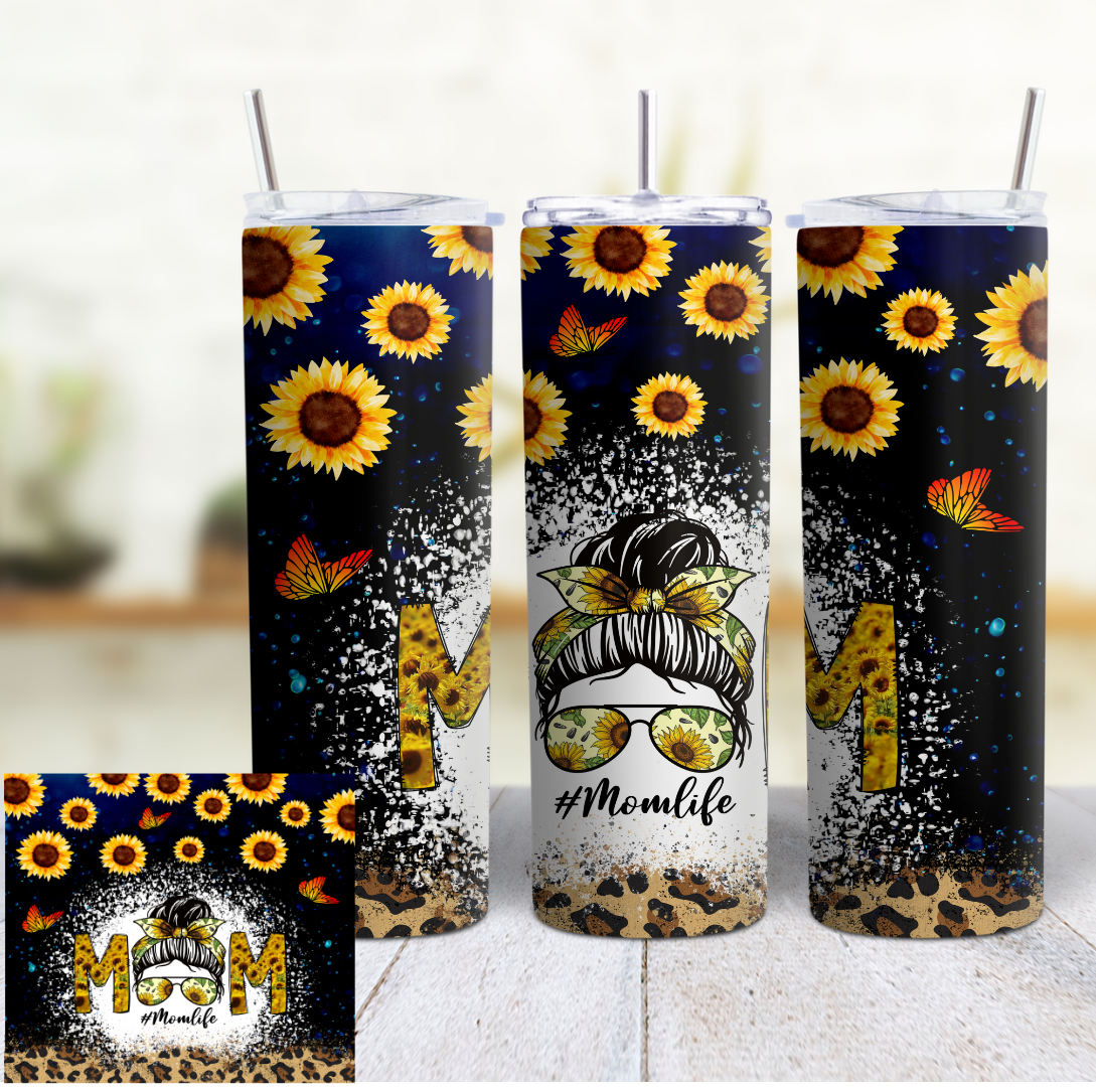 Messy Bun, Mom Life, MOTHER'S DAY 20 oz Custom Sublimation Tumbler Stainless Steel