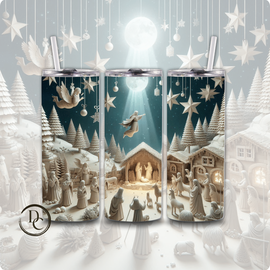 Nativity Christmas 20 oz Custom Sublimation Tumbler Stainless Steel #1