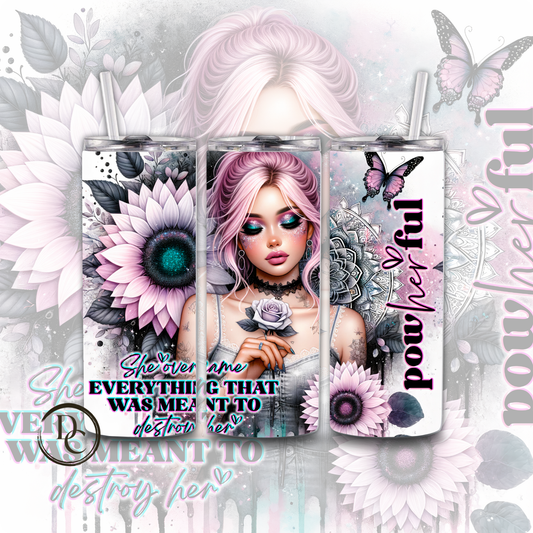 She Overcome Everything That Was Meant to Destroy Her 20 oz Custom Sublimation Tumbler Stainless Steel 18