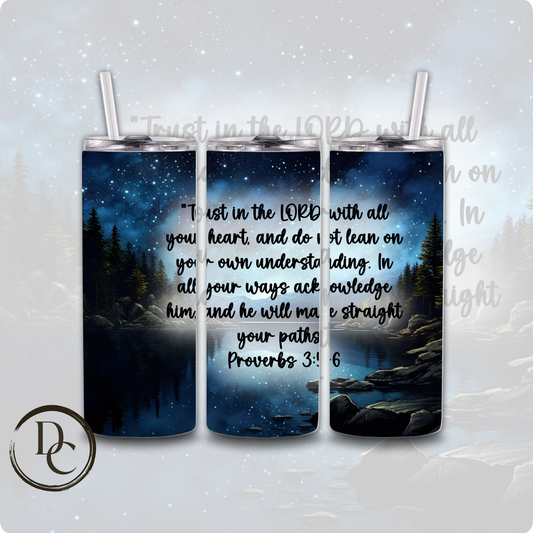 Proverbs 3:5-6 Bible Verse Religious 20 oz Custom Sublimation Tumbler Stainless Steel Insulated 