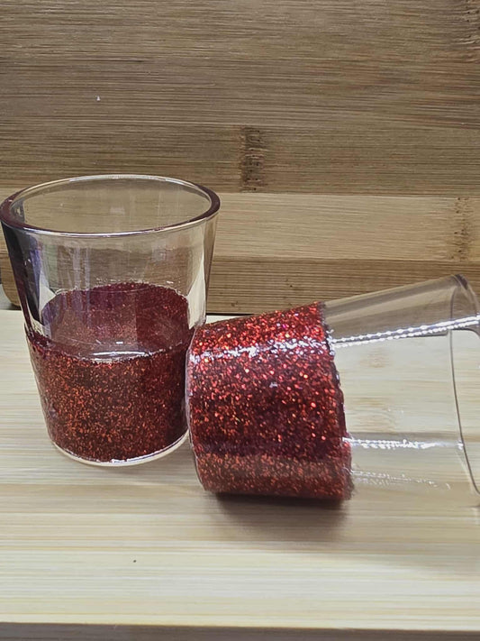 RED Glitter Shot Glass — Customizable with Optional Rhinestones