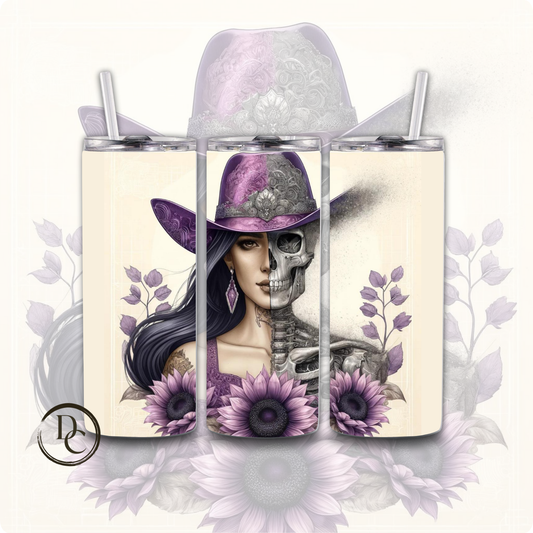 Half Skull Purple Sunflower Sarcasm Affirmation 20 oz Tumblers 11