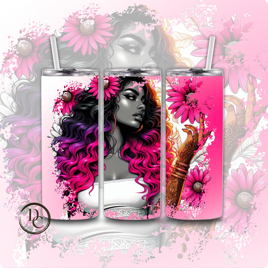 Pink Middle Finger Daisy Sarcasm Humor 20 oz Custom Sublimation Tumbler #15
