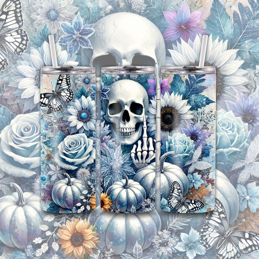 Skull Flower Sunflower 20 oz Custom Sublimation Tumbler Stainless Steel 16