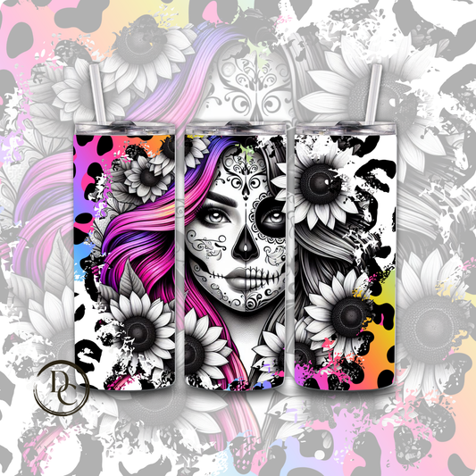 Sugar Skull Sunflower Sarcasm Humor 20 oz Custom Sublimation Tumbler #16