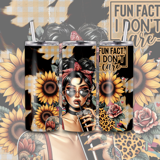 Fun Fact I Don't Care 20 oz Custom Sublimation Tumbler Stainless Steel 1