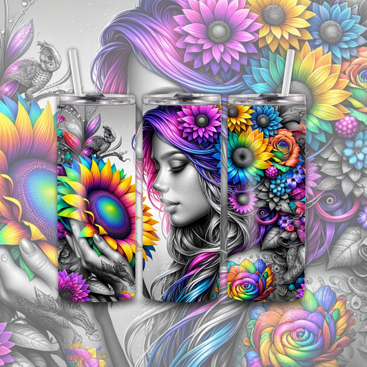 RAINBOW Sunflower 20 oz Custom Sublimation Tumbler Stainless Steel 2