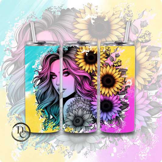 Sunflower Sarcasm Affirmation 20 oz Custom Sublimation Tumbler Stainless Steel 2