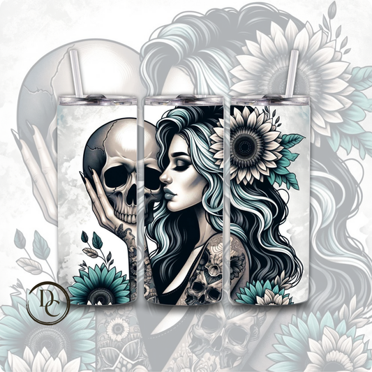 Skull Tattoo Sunflower Sarcasm Affirmation 20 oz Tumblers 9