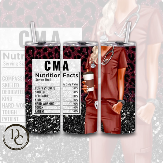 CMA Nutrition Facts 20 oz Custom Sublimation Tumbler Stainless Steel #13