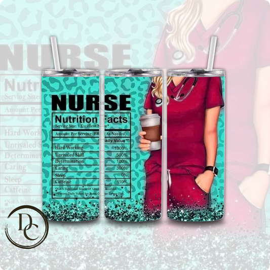 Nurse Nutrition Facts 20 oz Custom Sublimation Tumbler Stainless Steel #14