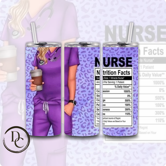 Nurse Nutrition Facts Purple 20 oz Custom Sublimation Tumbler Stainless Steel #15