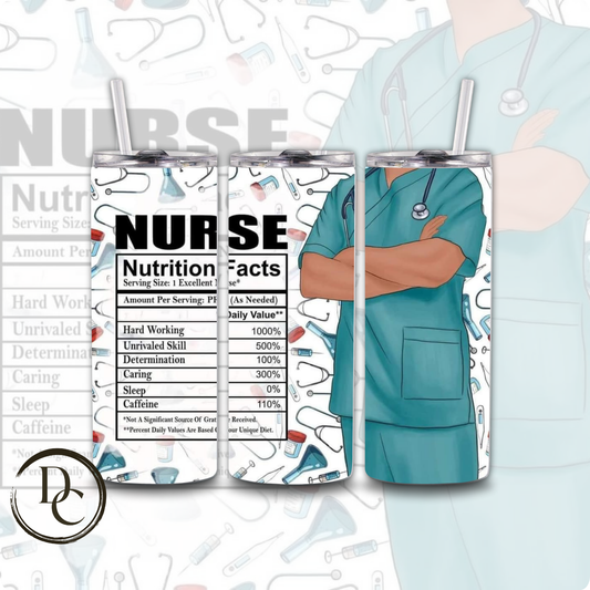 Nurse Nutrition Facts 20 oz Stainless Steel Custom Sublimation Tumbler #32