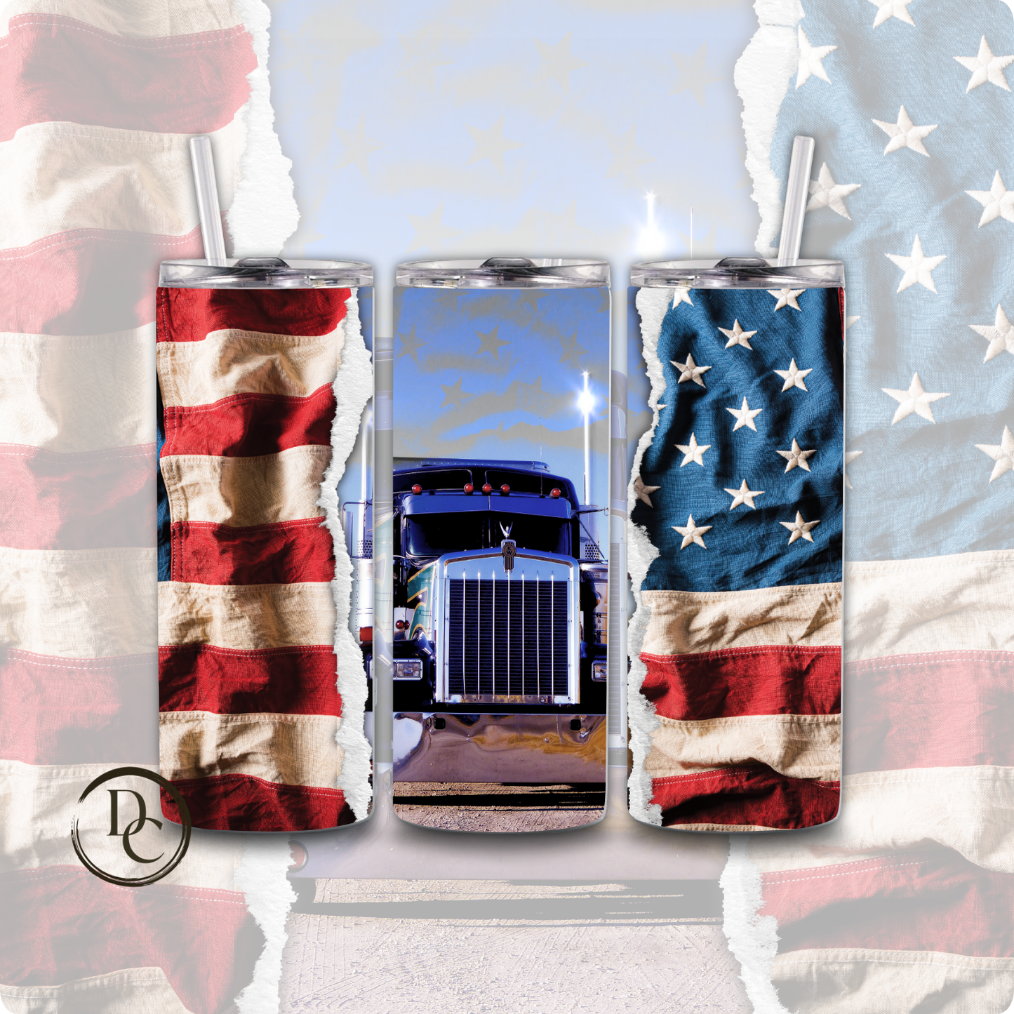 Backbone Of American Semi- Truck 20 oz Custom Sublimation Tumbler Stainless Steel 2