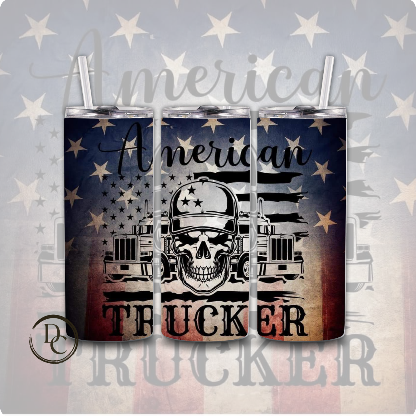 Semi- Truck 20 oz Custom Sublimation Tumbler Stainless Steel 18