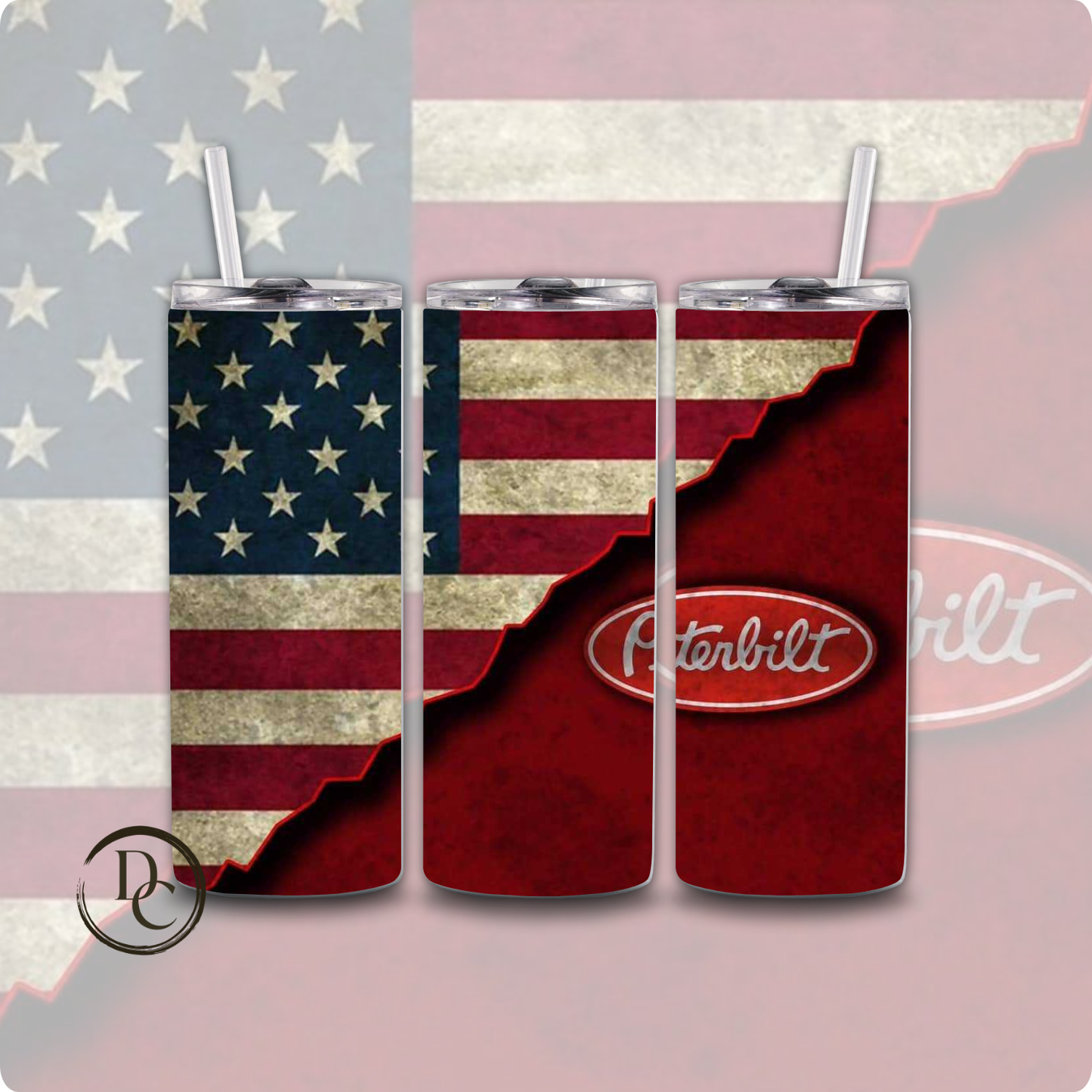 Semi- Truck 20 oz Custom Sublimation Tumbler Stainless Steel 18
