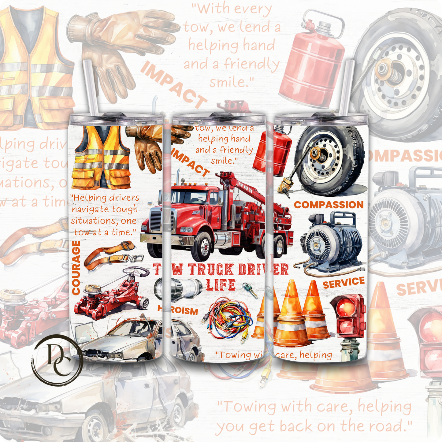 Semi- Truck 20 oz Custom Sublimation Tumbler Stainless Steel 18