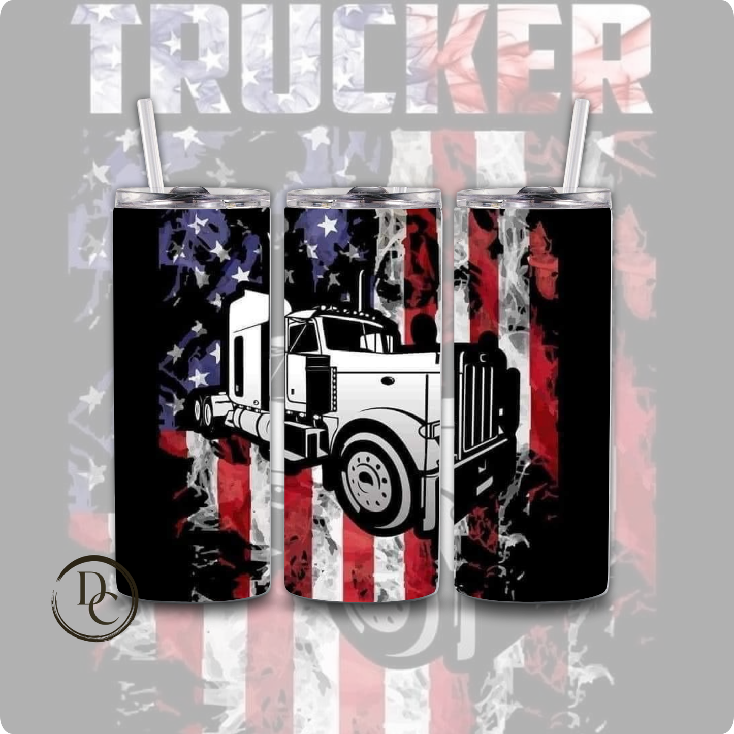 Semi- Truck 20 oz Custom Sublimation Tumbler Stainless Steel 18