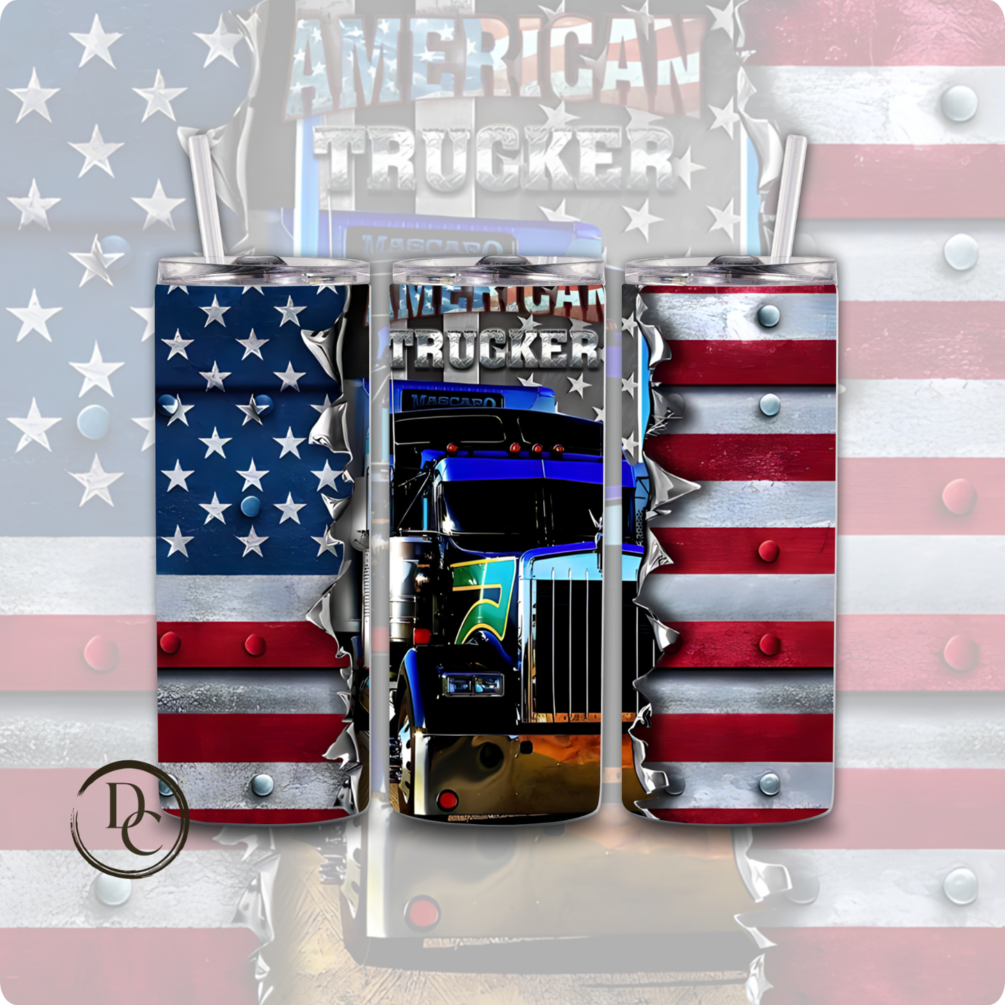Backbone Of American Semi- Truck 20 oz Custom Sublimation Tumbler Stainless Steel 2