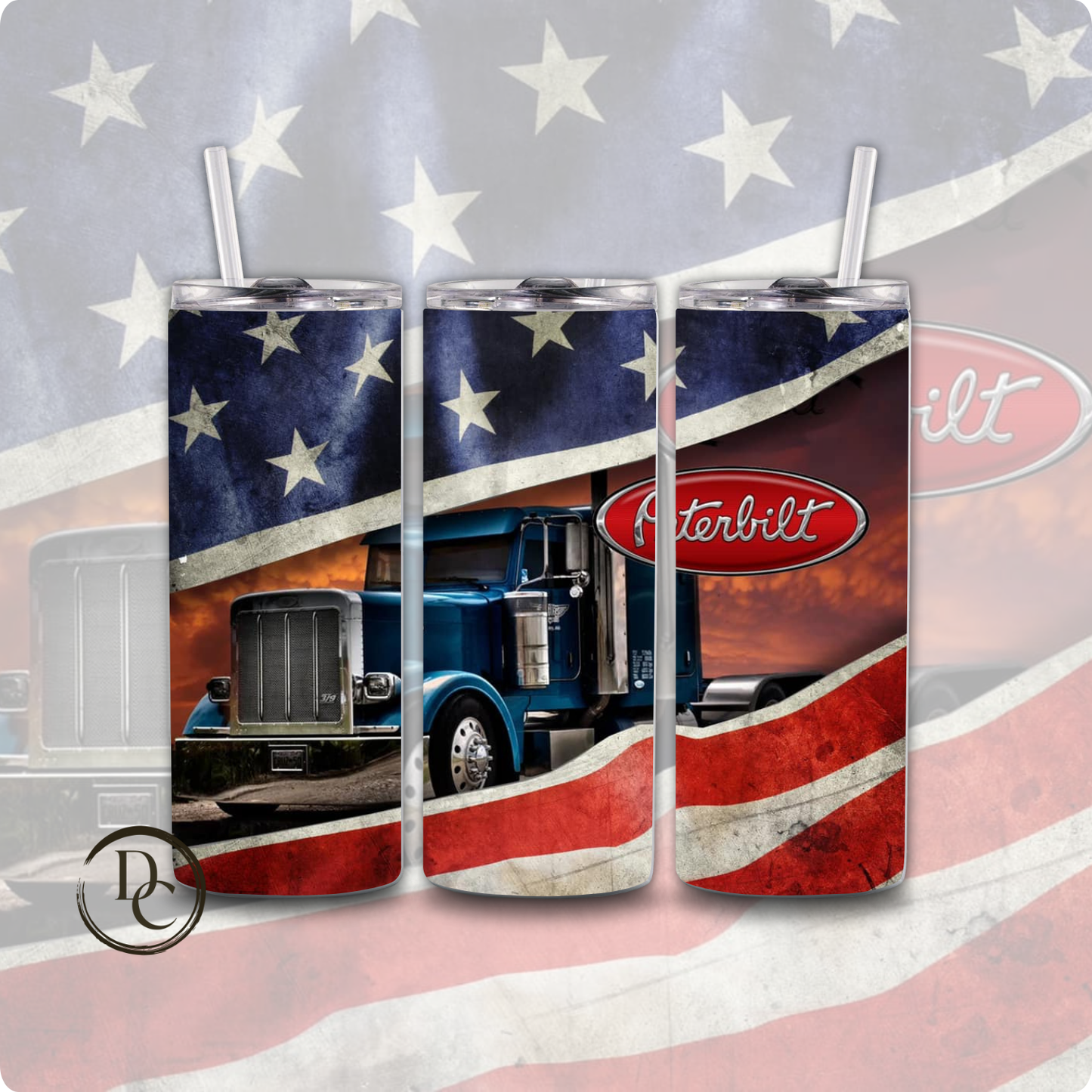 Backbone Of American Semi- Truck 20 oz Custom Sublimation Tumbler Stainless Steel 2