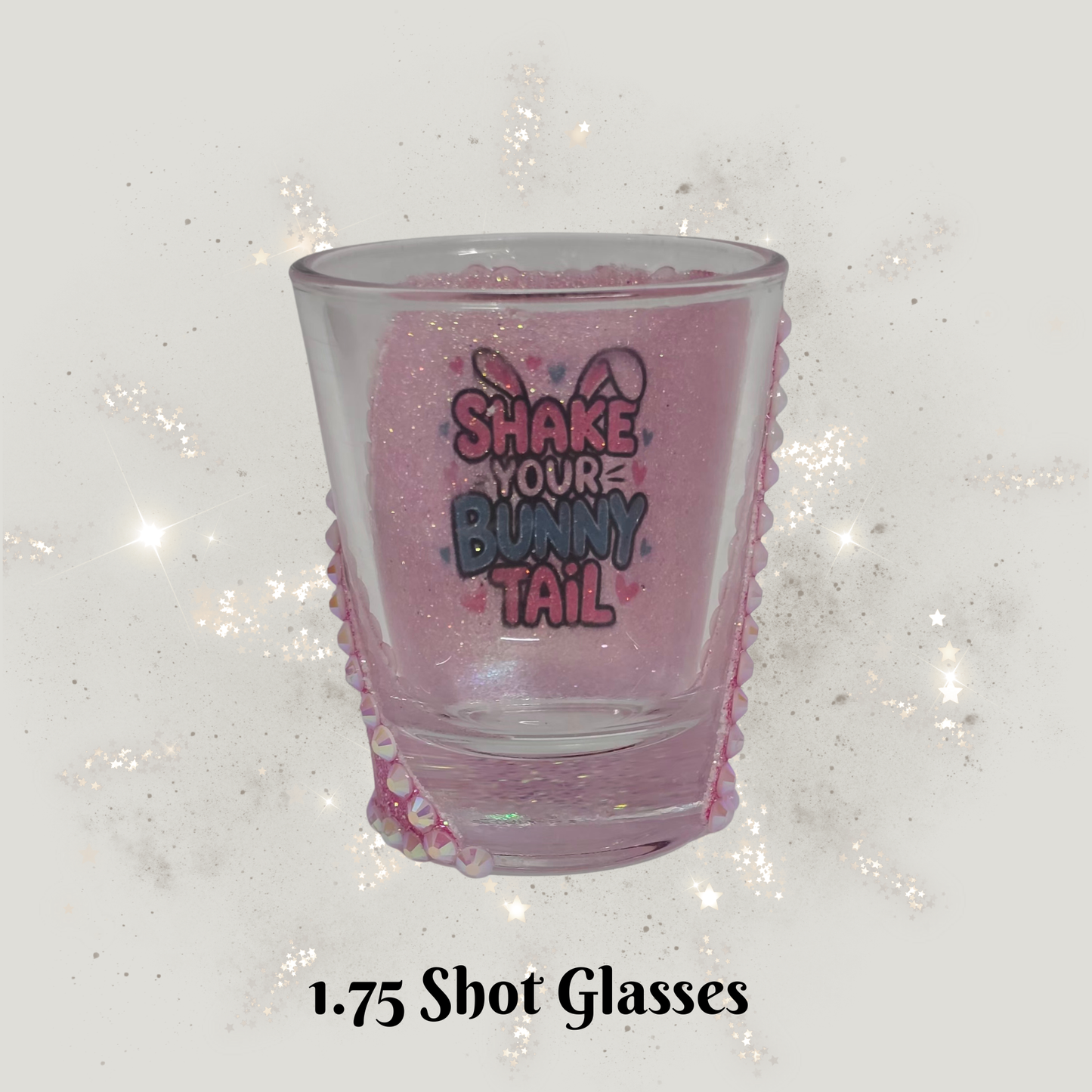 Welcome to the Shitshow Teal Peek‑A‑Boo Glitter Shot Glass with Black Rhinestones