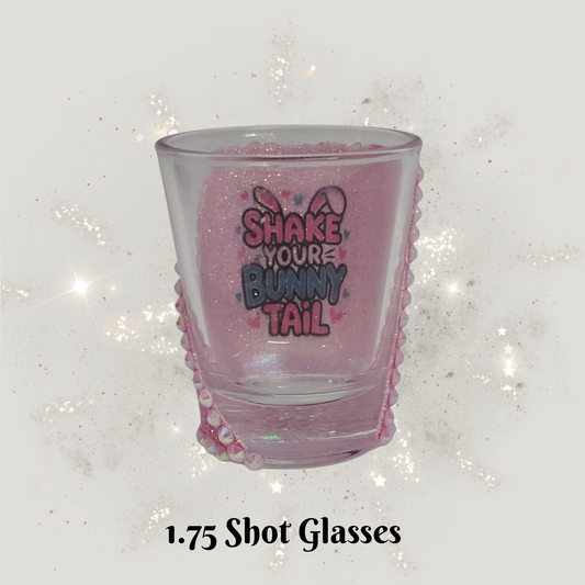 Shack Your Bunny Tail Pink Peek‑A‑Boo Glitter Shot Glass with White Rhinestones